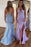 2024 Fitted Lace Blue Prom Dress with Split