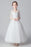 3/4 Length Sleeves Ankle-Length PrincessWhite Flower Girl Dresses Tulle Formal Kids Pageant Dresses - Flower Girl Dress