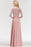 Bridelily Elegant 3/4 Sleeves Lace Long Dusty Rose Bridesmaid Dresses Online