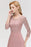 Bridelily Elegant 3/4 Sleeves Lace Long Dusty Rose Bridesmaid Dresses Online