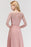 Bridelily Elegant 3/4 Sleeves Lace Long Dusty Rose Bridesmaid Dresses Online