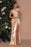 622. Champagne Off-The-Shoulder Charmeuse Prom Dress with Split Mermaid