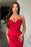 624. Red Spaghetti-Straps Long Mermaid Prom Dress