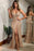 628. Spaghetti-Straps Sequins Evening Dress with Slit