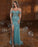 629. Charming Green Evening Dress Prom Dress Strapless Off-the-Shoulder with Sequins and Slit