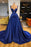 633. Royal Blue Mermaid Prom Dress with Detachable Train