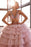 643. Luxurious Pink Deep V-Neck Sleeveless Prom Dress with Tulle Layered and Crystal