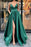 648. Dark Green Prom Dress with Split and Pockets