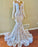 652. White Sequins Lace Mermaid Prom Dress with Long Sleeves