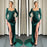 653. Long Sleeves Dark Green Evening Dress with Split and Sequins