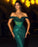 658. Sequins Prom Dark Green Off-the-Shoulder Long Mermaid Gown