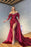 668. Burgundy Long Sleeves Mermaid Prom Dress with Slit