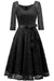A| Bridelily Elegant V Neck Lace 3/4 Sleeve Guest Dresses Slim Waist Midi Dress - lace dresses