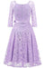 A| Bridelily Elegant V Neck Lace 3/4 Sleeve Guest Dresses Slim Waist Midi Dress - lace dresses
