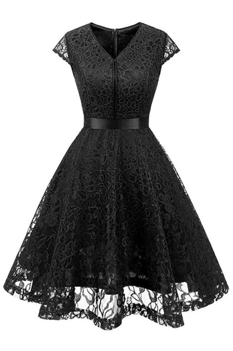 A| Bridelily Womens Street 1950s Short Sleeve A-Line Cocktail Party Dress - lace dresses