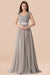 Bridelily Vintage Silver Sleeveless Long Bridesmaid Dress With Appliques