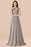 Bridelily Vintage Silver Sleeveless Long Bridesmaid Dress With Appliques