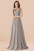 Bridelily Vintage Silver Sleeveless Long Bridesmaid Dress With Appliques