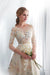 A Line Floor Length Floral Prom Dresses 3/4 Sleeves A-line Empire Waist Long Evening Gowns - Prom Dresses