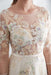 A Line Floor Length Floral Prom Dresses 3/4 Sleeves A-line Empire Waist Long Evening Gowns - Prom Dresses