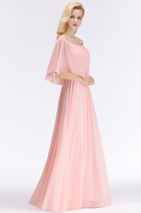 Bridelily Affordable Flounced Crinkle Halter Bridesmaid Dresses Modest Pink Chiffon Wedding Party Dress