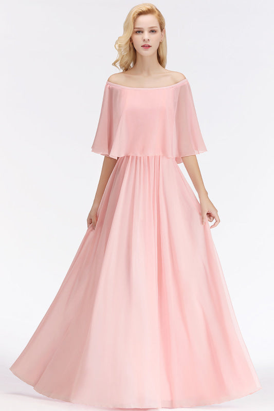 Bridelily Affordable Flounced Crinkle Halter Bridesmaid Dresses Modest Pink Chiffon Wedding Party Dress