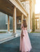 A-Line/Princess Tulle Applique Long Sleeves V-neck Floor-Length Dresses - Prom Dresses