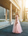 A-Line/Princess Tulle Applique Long Sleeves V-neck Floor-Length Dresses - Prom Dresses