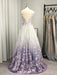 A-Line/Princess V-neck Tulle Applique Sleeveless Floor-Length Dresses - Prom Dresses
