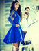 Bridelily A-Line Satin Jewel Long Sleeves Short/Mini With Applique Dresses - Prom Dresses