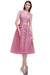 A-line TulleLace Tea Length Party Dress Crew neck Sleeveless Short Homecoming Dress - Dusty Pink / US 2 - Prom Dresses