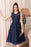 A-line TulleLace Tea Length Party Dress Crew neck Sleeveless Short Homecoming Dress - Navy Blue / US 2 - Prom Dresses