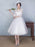 A-Line Wedding Dresses Jewel Neck Tea Length Tulle Sheer Lace 3\4 Length Sleeve Casual See-Through Backless with Beading Appliques 2020 - 