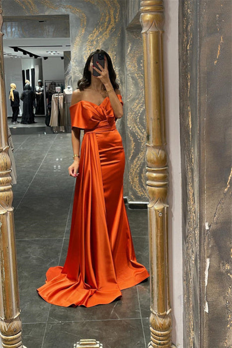 Amazing Orange Sweetheart Off-the-Shoulder Mermaid Prom Dress