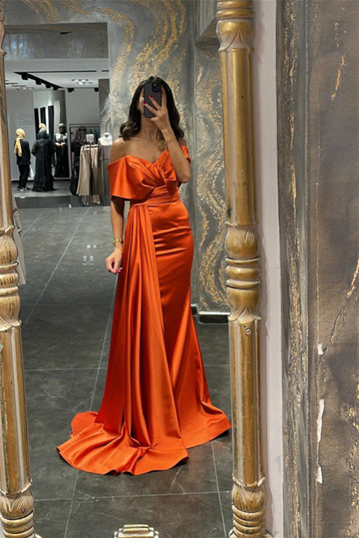 Amazing Orange Sweetheart Off-the-Shoulder Mermaid Prom Dress