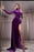 Amazing Purple One-Shoulder Long Sleeve Mermaid Prom Dress with Slit