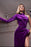 Amazing Purple One-Shoulder Long Sleeve Mermaid Prom Dress with Slit