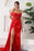 Amazing Red Off-the-Shoulder Sweetheart Mermaid Prom Dress with Split