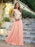 Appliques Cheap Long Prom Dresses Dusty Rose Evening Party Gown - Prom Dresses