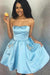 Attractive Attractive Excellent Royal Blue Strapless Satin Homecoming Dress with Beading A Line Short Graduation Dresses - Prom Dresses