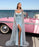 Baby Blue Charmeuse Prom Dress Sleeveless Strapless with High Slit