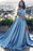 Baby Blue Off-the-Shoulder Slit Prom Dress