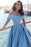 Baby Blue Off-the-Shoulder Slit Prom Dress