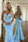 Baby Blue Prom Dress Ball Gown with Mermaid Appliques