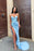 Baby Blue Spaghetti-Strap Mermaid Prom Dress with Slit