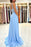 Baby Blue Sweetheart A-Line Lace Long Prom Dress with Slit