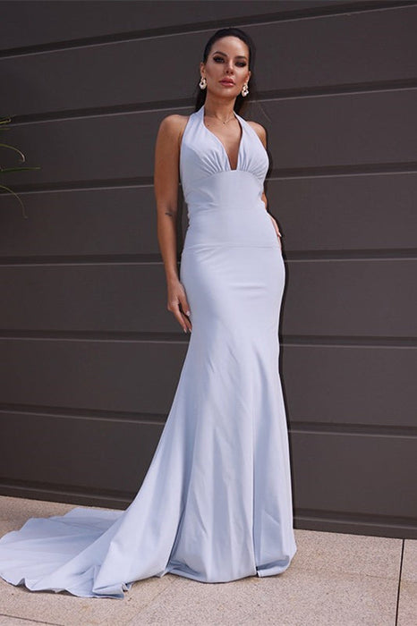 Backless Halter Mermaid Prom Dress