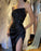 Beautiful Black Sequins Sleeveless Strapless Prom Dress with High Slit