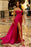 Beautiful Fuchsia Long Prom Gown with High Slit