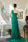 Beautiful Green One Shoulder Sleeveless Prom Dress with Slit